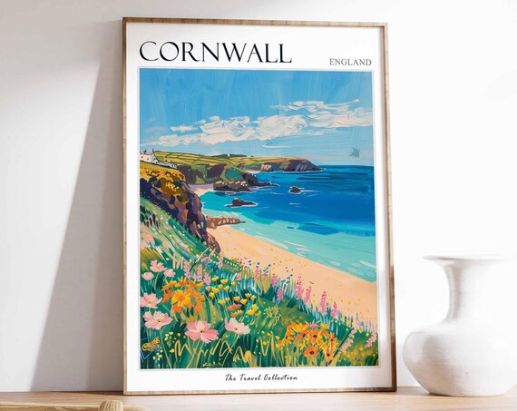 Cornwall England Travel Poster, Travel Art Print