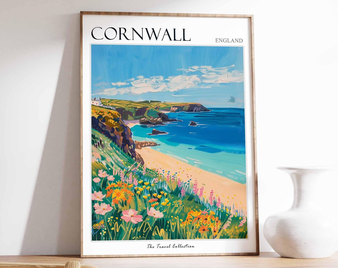 Cornwall England Travel Poster, Travel Art Print