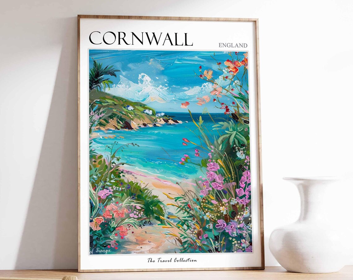 Cornwall Travel Poster, England Home Decor Print