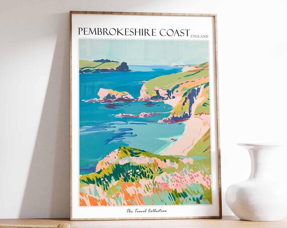 Pembrokeshire Coast Colorful Rocky Coves Beach Headland Poster