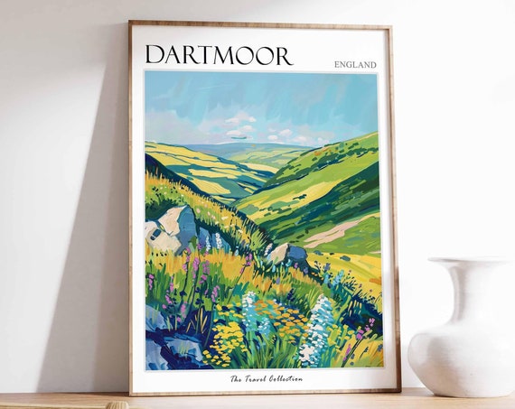 Dartmoor Poster England Travel Print Dartmoor Travel Art Dartmoor Wall Art England Travel Dartmoor Home Decor Dartmoor Travel Gift