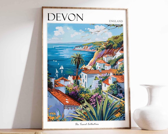 Devon Poster England Travel Print Devon Travel Art Devon Wall Art England Travel Devon Home Decor Devon Travel Gift