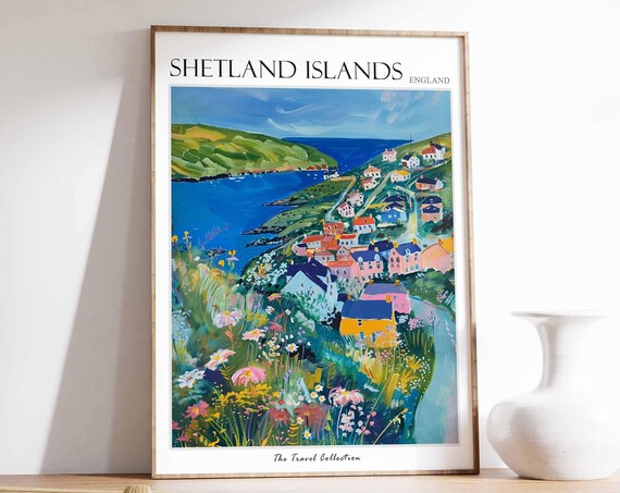 Shetland Islands Poster Scotland Poster Island Poster Scottish Decor Travel Print Wall Art Scotland Travel Shetland Landscape