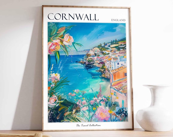 Cornwall Poster England Travel Print Cornwall Travel Art Cornwall Wall Art England Travel Cornwall Home Decor Cornwall Travel Gift