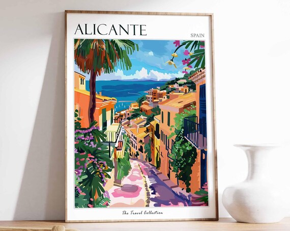 Alicante Poster Alicante Travel Print Spain Wall Art Spanish Travel Print Tropical Decor Alicante Gift Alicante Travel Poster
