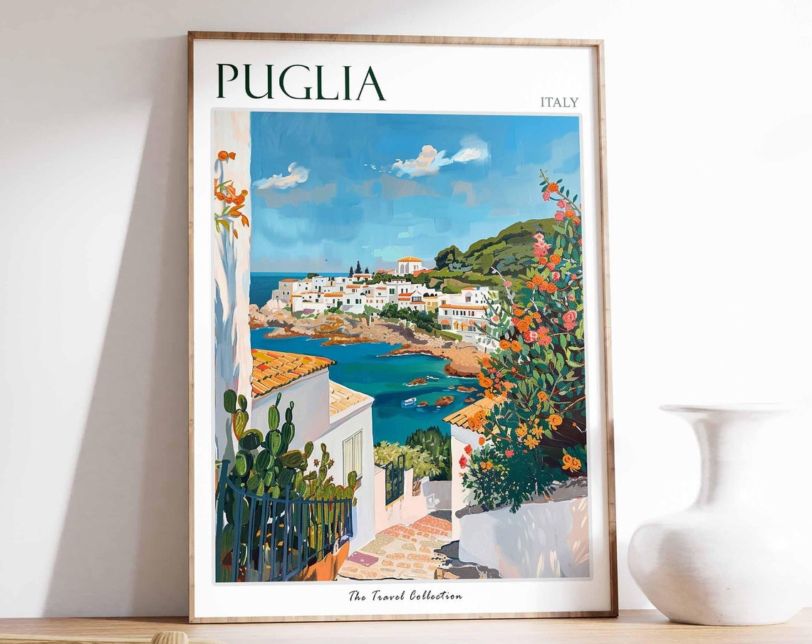 Puglia Poster Puglia Travel Print Italy Wall Art Italian Travel Print Italian Decor Italian Gift Puglia Wall Art