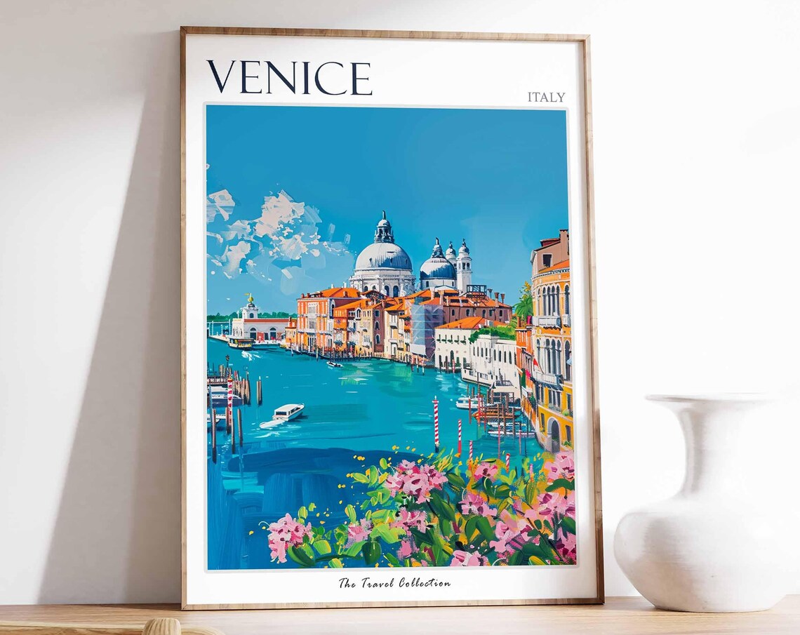 Venice Italy Grand Canal Basilica Of Salute Landmark Travel Poster