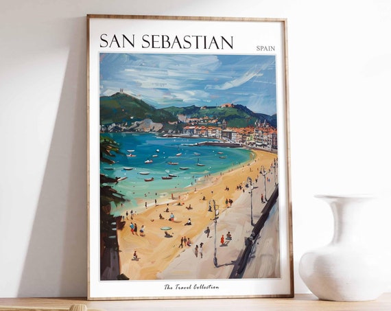 San Sebastian Poster Spanish Travel Print San Sebastian Travel Art San Sebastian Wall Art Spanish Travel San Sebastian Gift