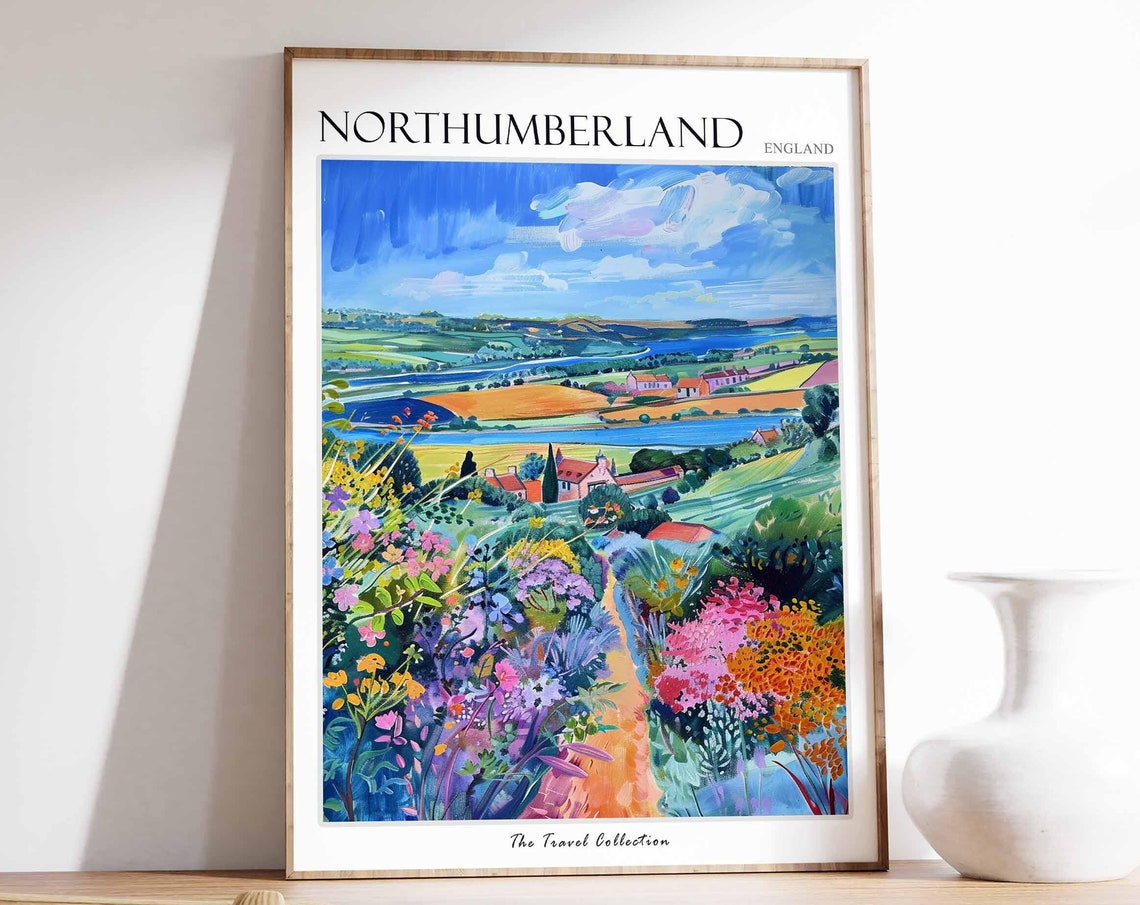 Northumberland England Rolling Hills Cottage Countryside Poster