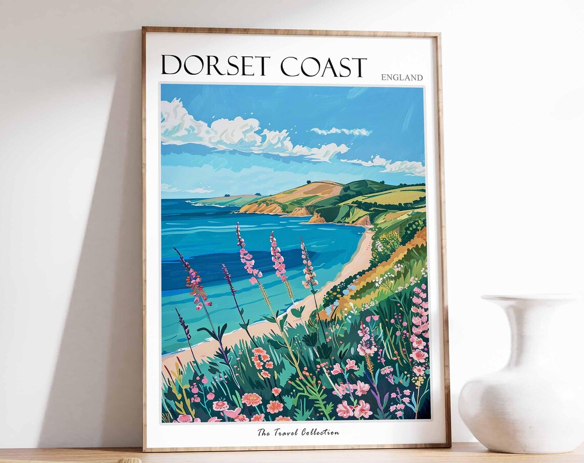 Dorset Coast England Travel Poster Art Print