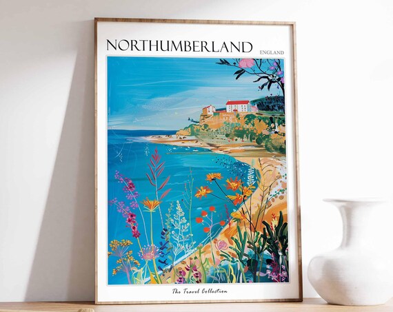 Northumberland England Turquoise Coast Wildflower Meadow Poster