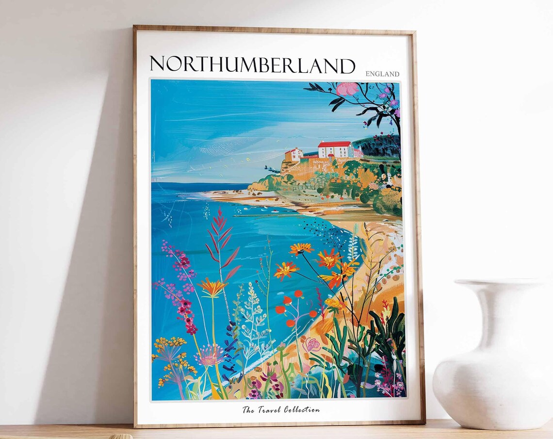 Northumberland England Turquoise Coast Wildflower Meadow Poster