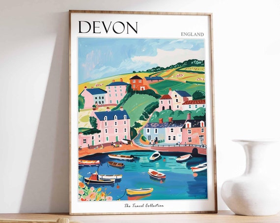 Devon Poster England Travel Print Devon Travel Art Devon Wall Art England Travel Devon Home Decor Devon Travel Gift