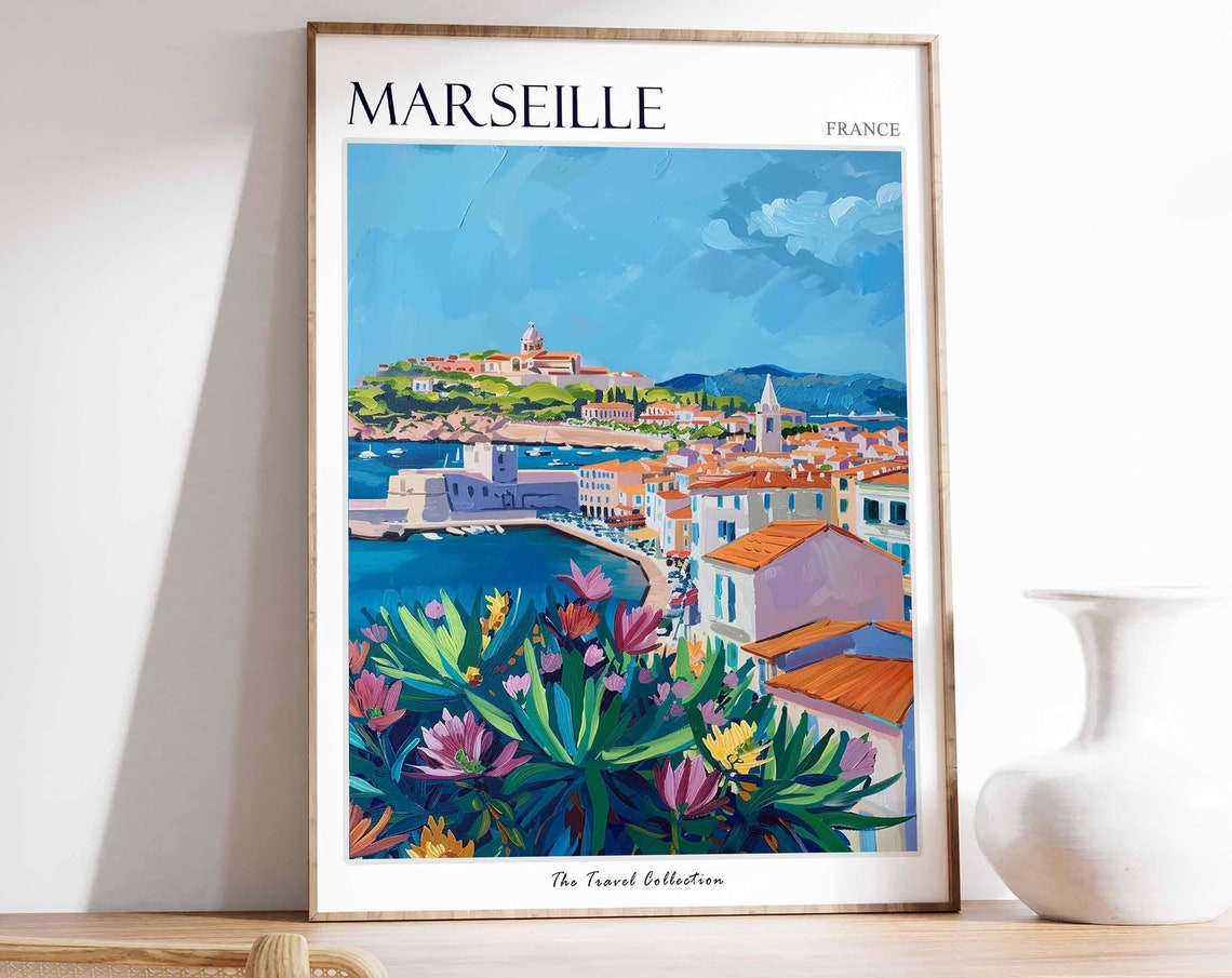 Marseille Poster France Travel Print French Decor Europe Travel Poster European Wall Art Marseille Gift Marseille Travel Poster
