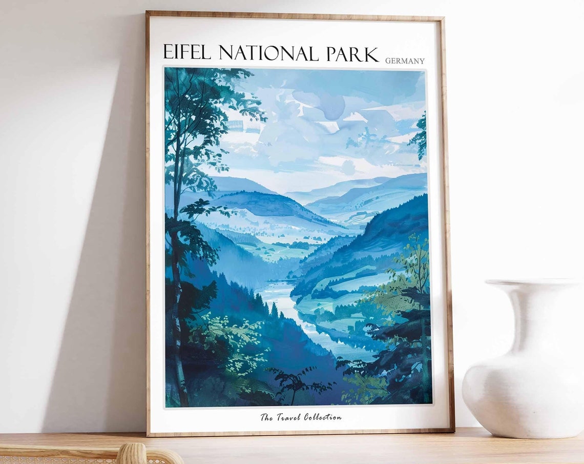 Eifel National Park Germany Misty Blue River Forest Valley Poster