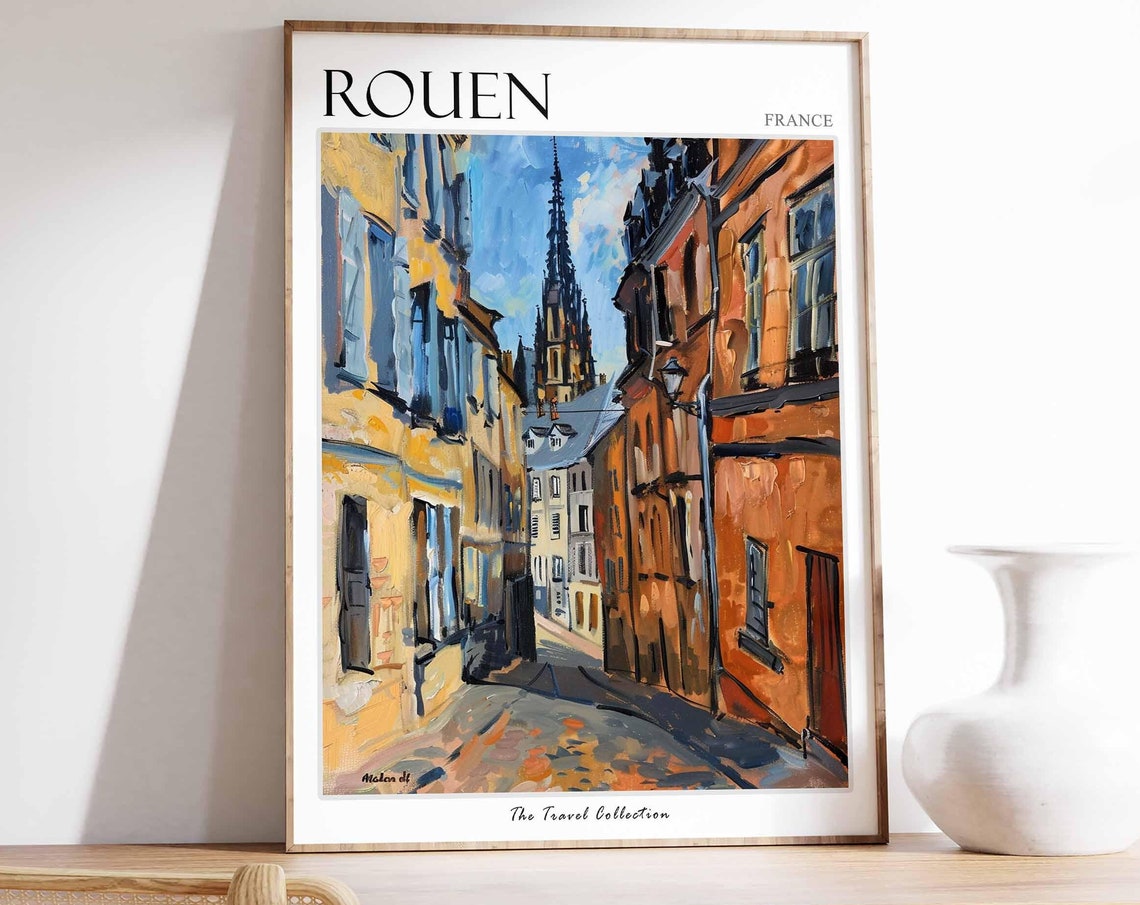 Rouen Poster France Travel Print French Decor Europe Travel Poster European Wall Art City Print Rouen Gift Rouen Travel Poster