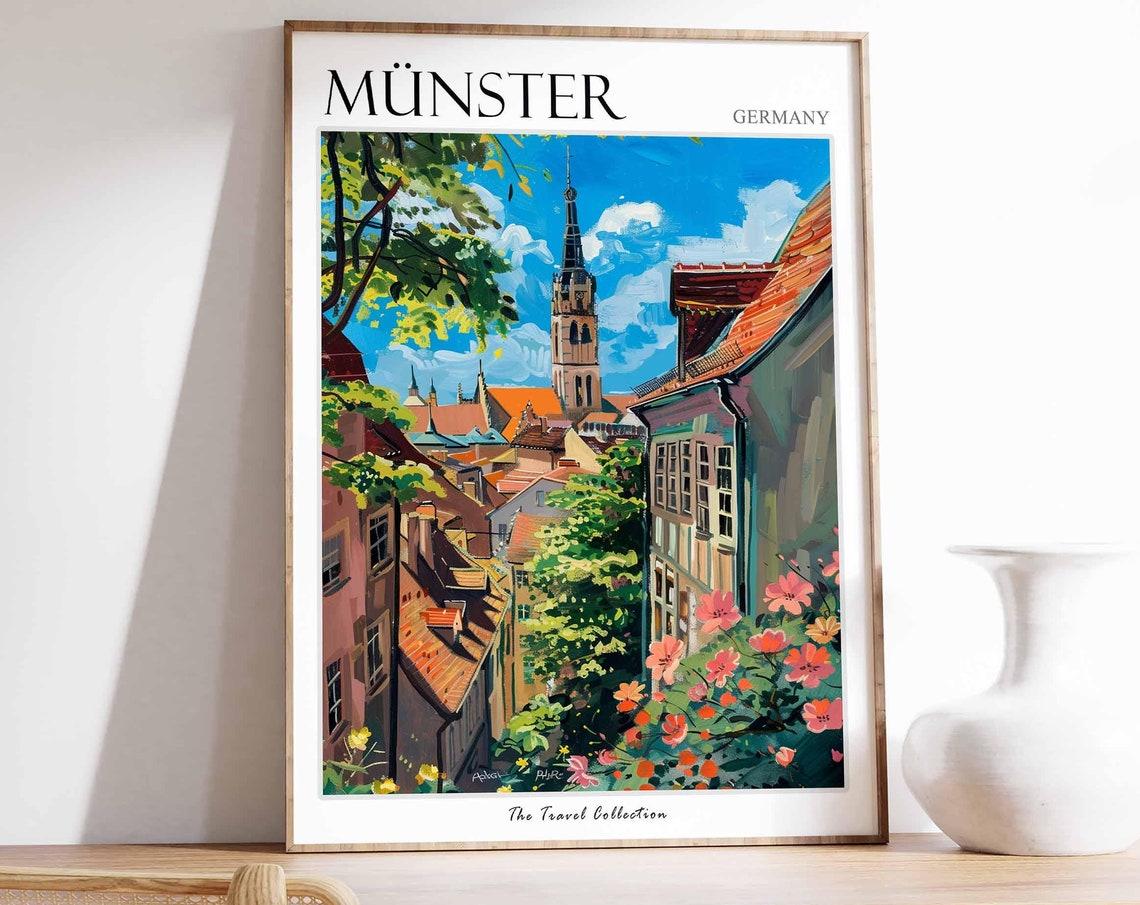 Mnster Poster Germany Travel Print German Decor Europe Travel Poster European Wall Art City Print Mnster Gift Mnster Travel Poster