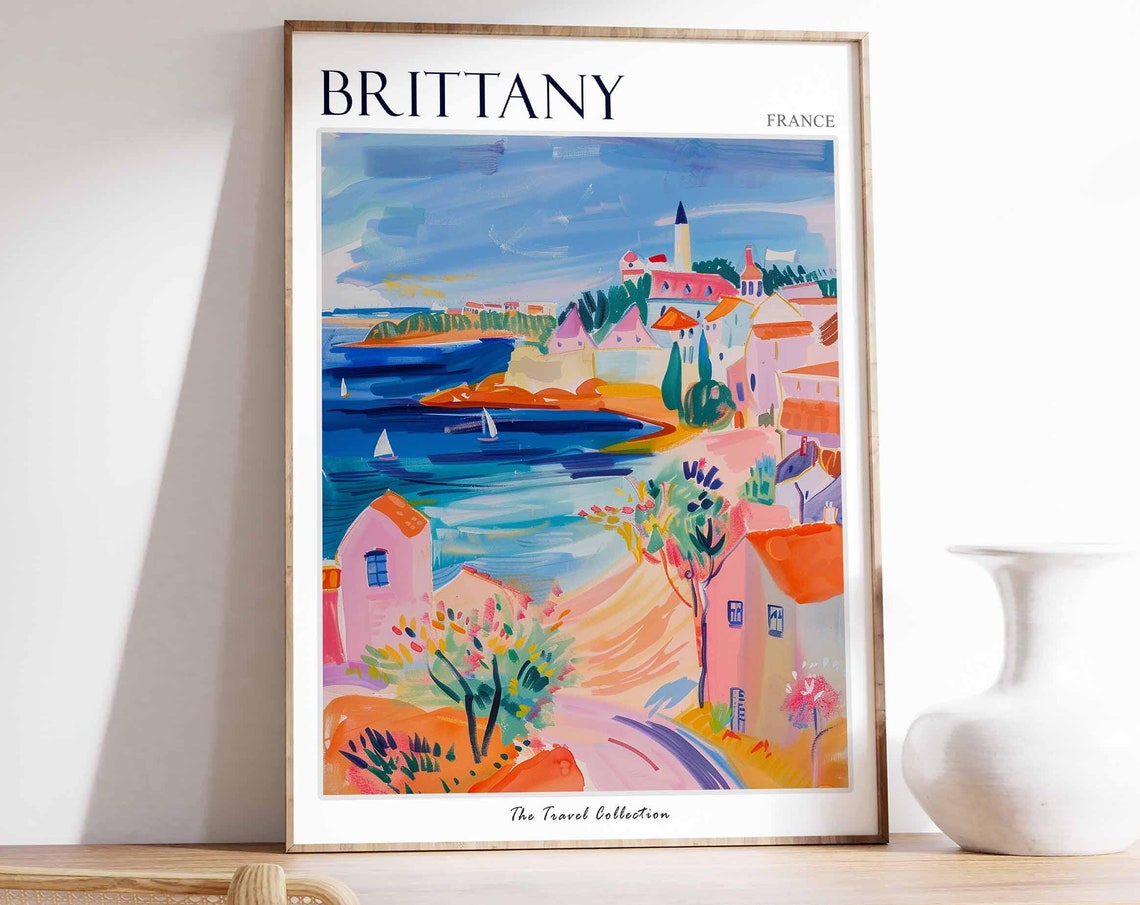 Brittany Poster France Travel Print French Decor Europe Travel Poster European Wall Art Brittany Gift Brittany Travel Poster
