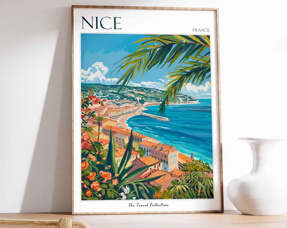 Nice Poster France Travel Print French Decor Europe Travel Poster European Wall Art City Print Nice Gift Nice Travel Poster