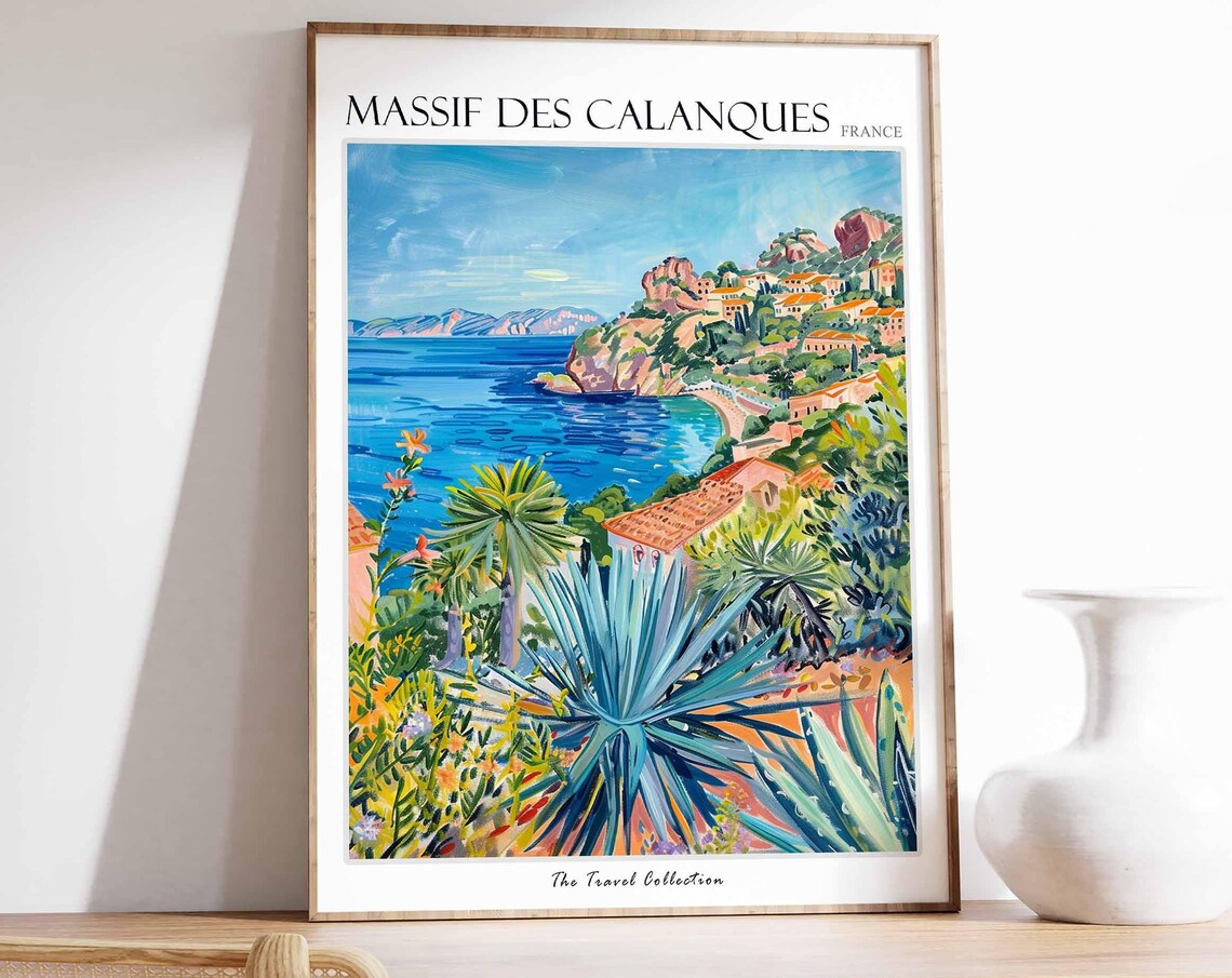 Massif Des Calanques Coastal Cliff Village Blue Sea View Poster