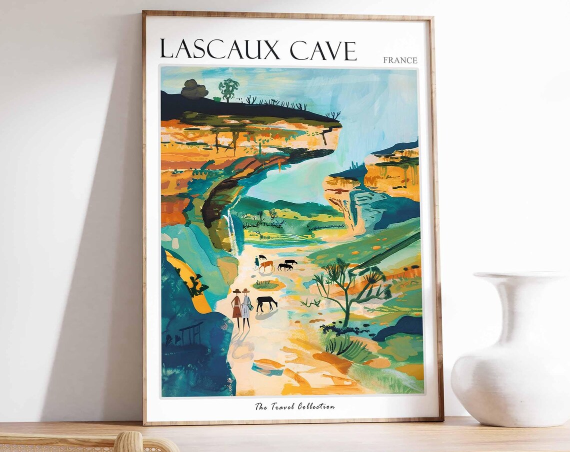 Lascaux Cave Canyon Horses Under Cliff Overhang France Poster