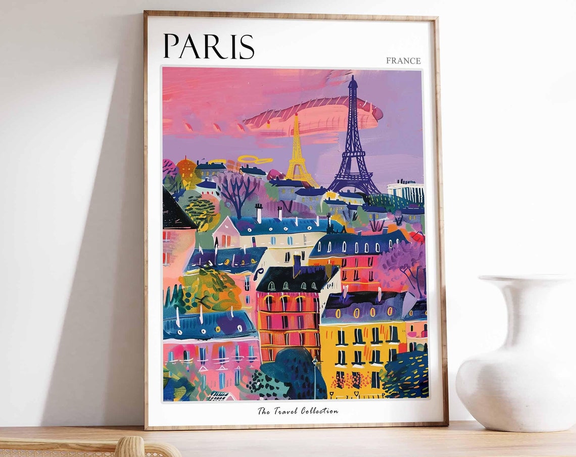 Paris Poster France Travel Print French Decor Europe Travel Poster European Wall Art City Print Paris Gift Paris Travel Poster