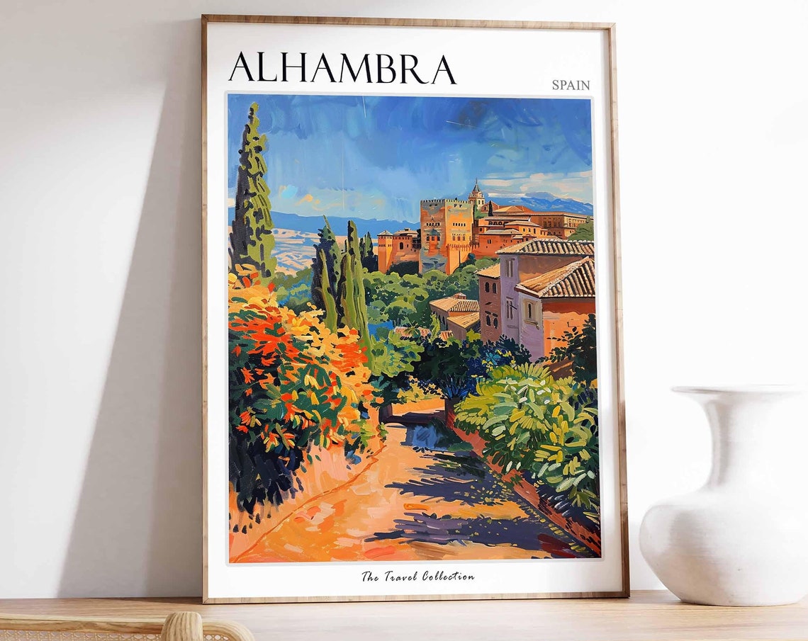 Alhambra Poster Spain Travel Print Spanish Decor Europe Travel Poster European Wall Art Alhambra Gift Alhambra Travel Poster