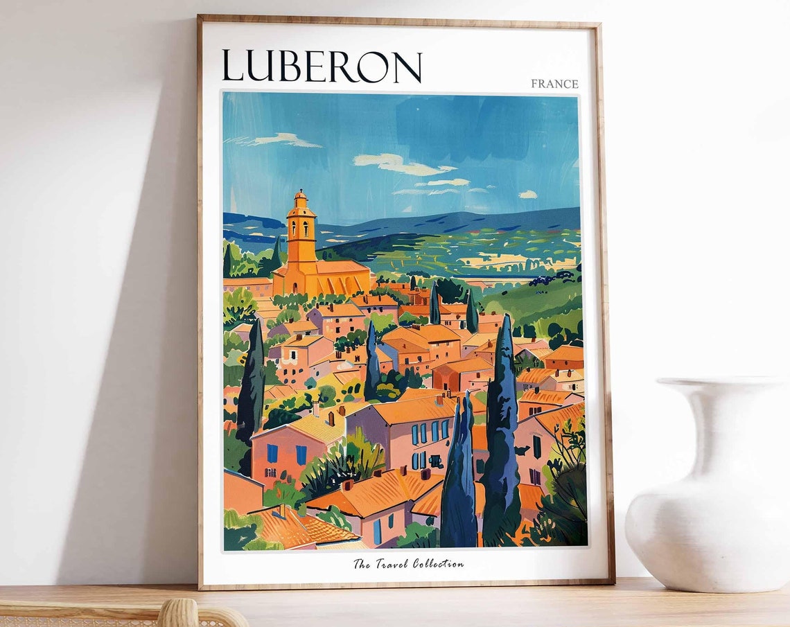 Luberon Poster France Travel Print French Decor Europe Travel Poster European Wall Art Luberon Gift Luberon Travel Poster