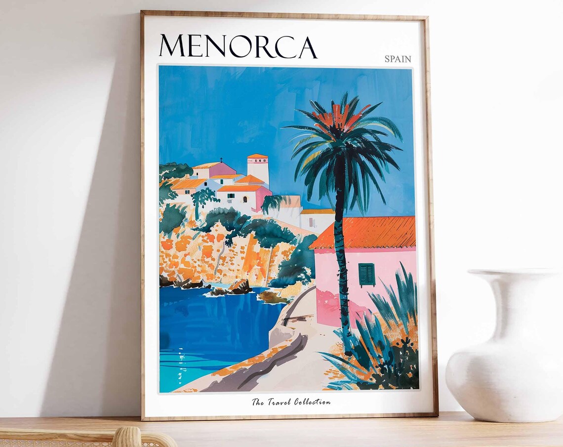 Menorca Poster Spain Travel Print Spanish Decor Europe Travel Poster European Wall Art Sea Print Menorca Gift Menorca Travel Poster