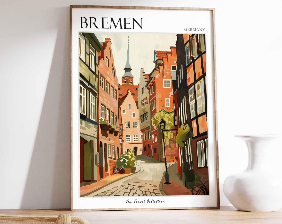 Bremen Poster Germany Travel Print German Decor Europe Travel Poster European Wall Art City Print Bremen Gift Bremen Travel Poster