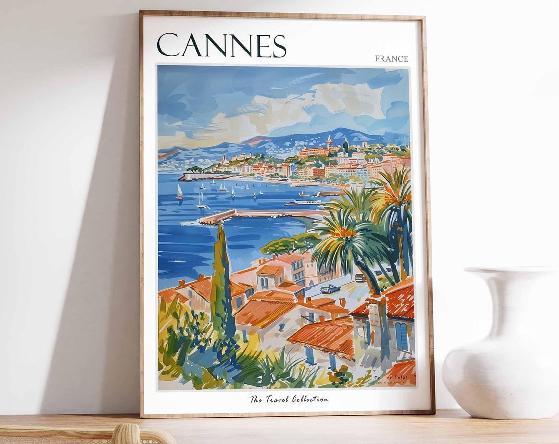 Cannes Poster France Travel Print French Decor Europe Travel Poster European Wall Art City Print Cannes Gift Cannes Travel Poster