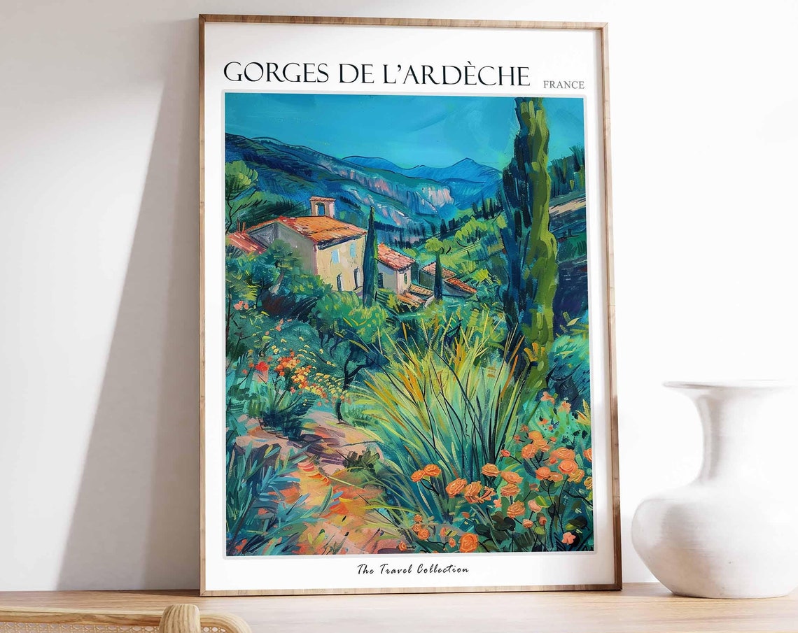 Gorges De Lardche Poster France Travel Print French Decor Europe Travel Poster European Wall Art Gorges De Lardche Travel Poster