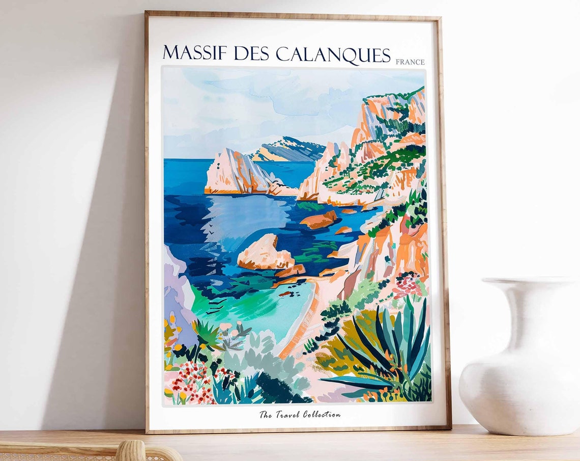 Massif Des Calanques Poster France Travel Print French Decor Europe Travel Poster European Wall Art Massif Des Calanques Travel Poster