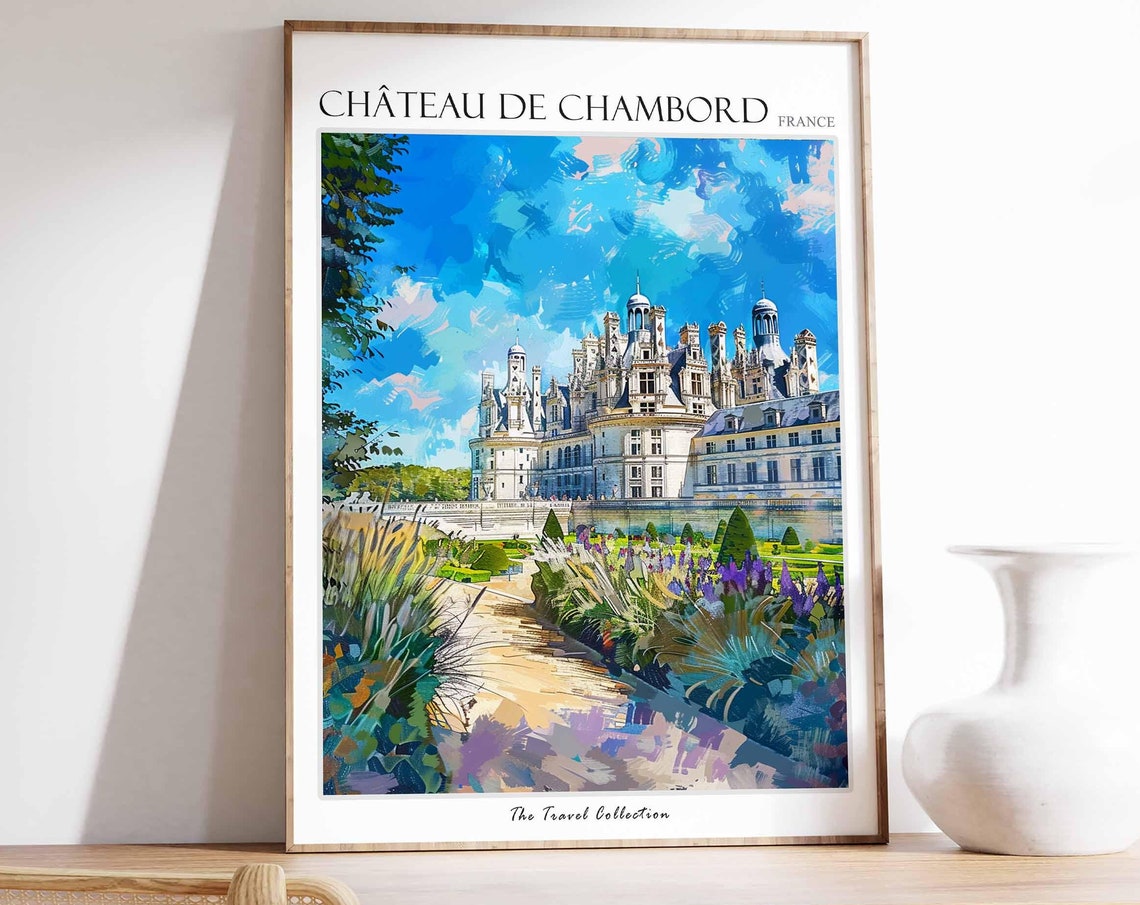 Chteau De Chambord Poster France Travel Print French Decor Europe Travel Poster European Wall Art Chteau De Chambord Travel Poster