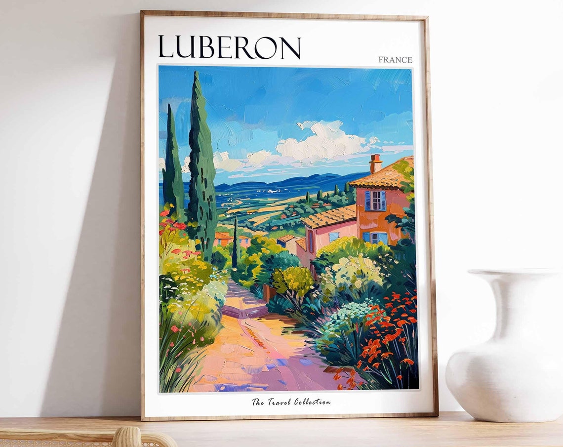 Luberon Poster France Travel Print French Decor Europe Travel Poster European Wall Art Luberon Gift Luberon Travel Poster