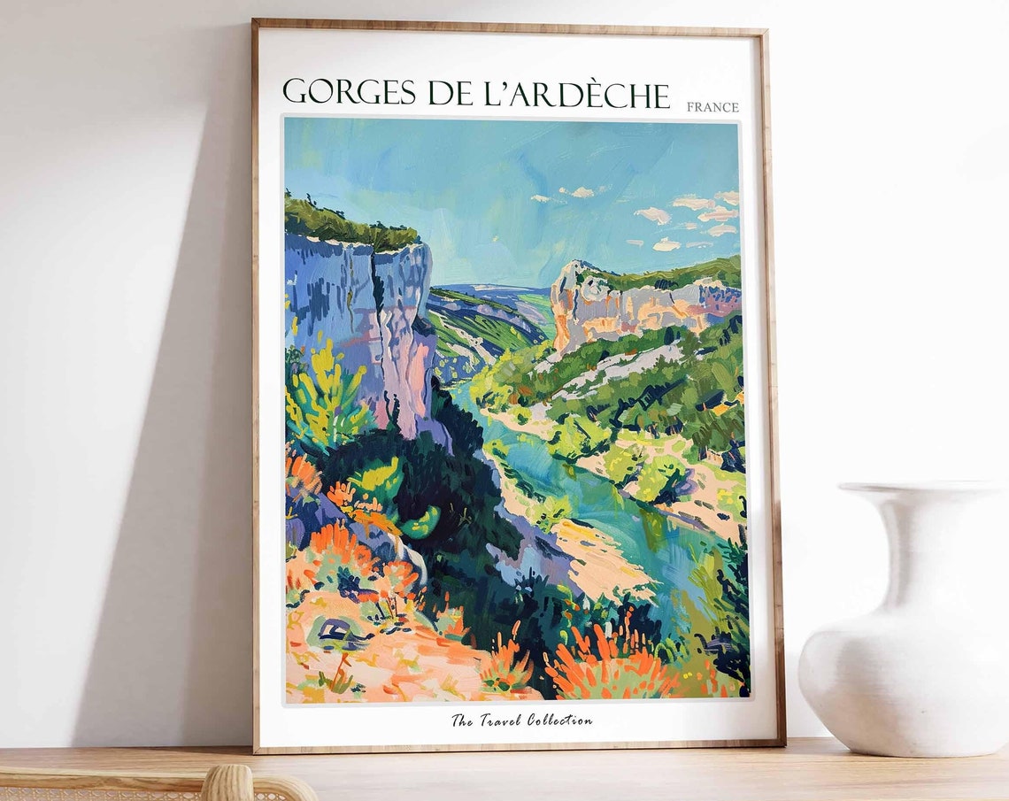 Gorges De Lardche Poster France Travel Print French Decor Europe Travel Poster European Wall Art Gorges De Lardche Travel Poster
