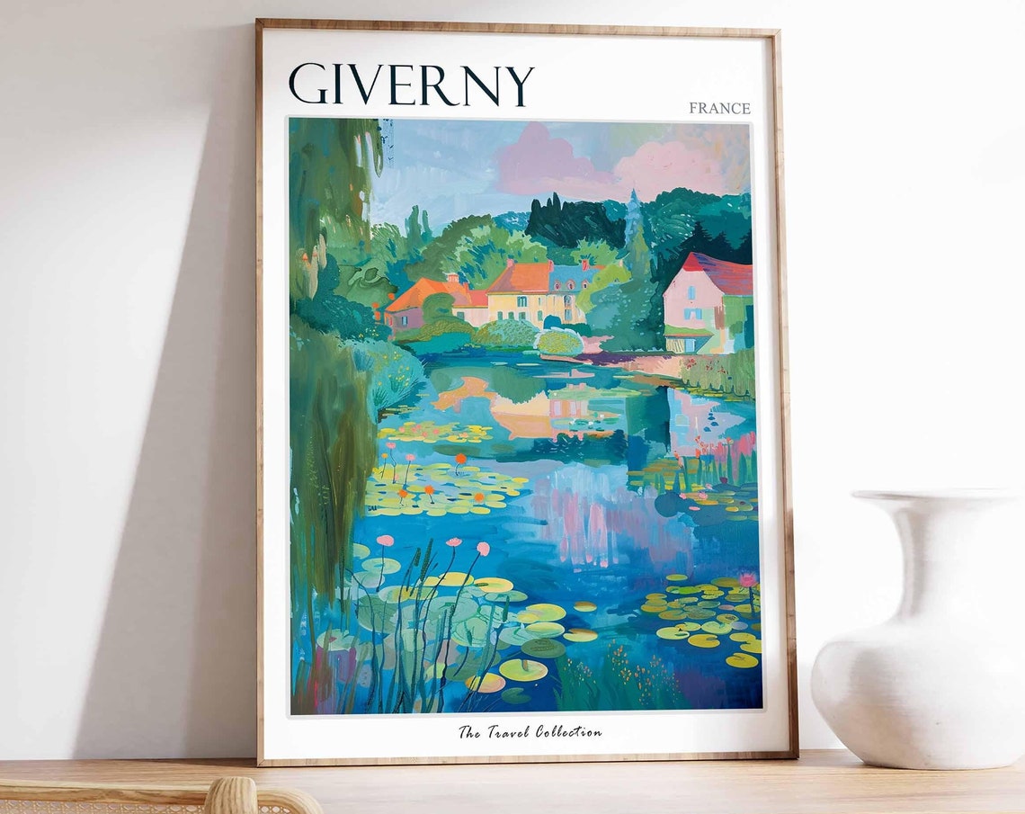 Giverny France Lily Pond Village Reflection Impressionist Poster