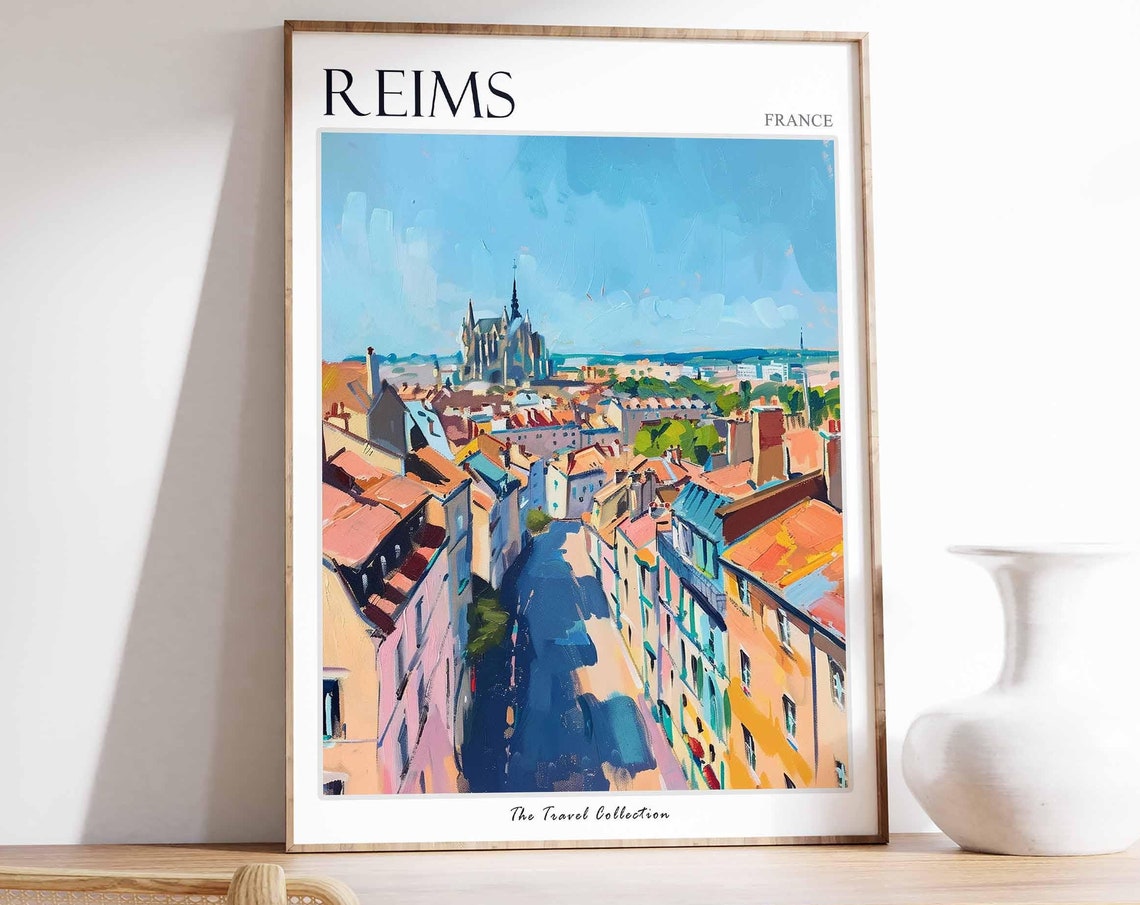 Reims Poster France Travel Print French Decor Europe Travel Poster European Wall Art City Print Reims Gift Reims Travel Poster