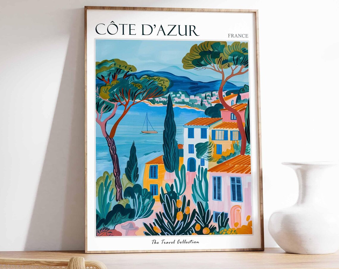 Cte Dazur Travel Poster, French Europe Decor