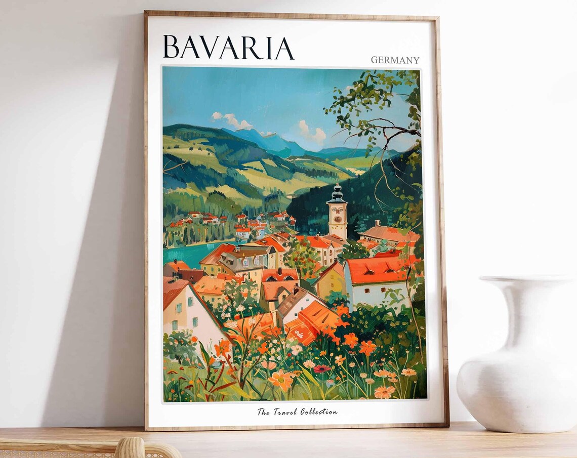 Bavaria Poster Germany Travel Print German Decor Europe Travel Poster European Wall Art Bavaria Gift Bavaria Travel Poster