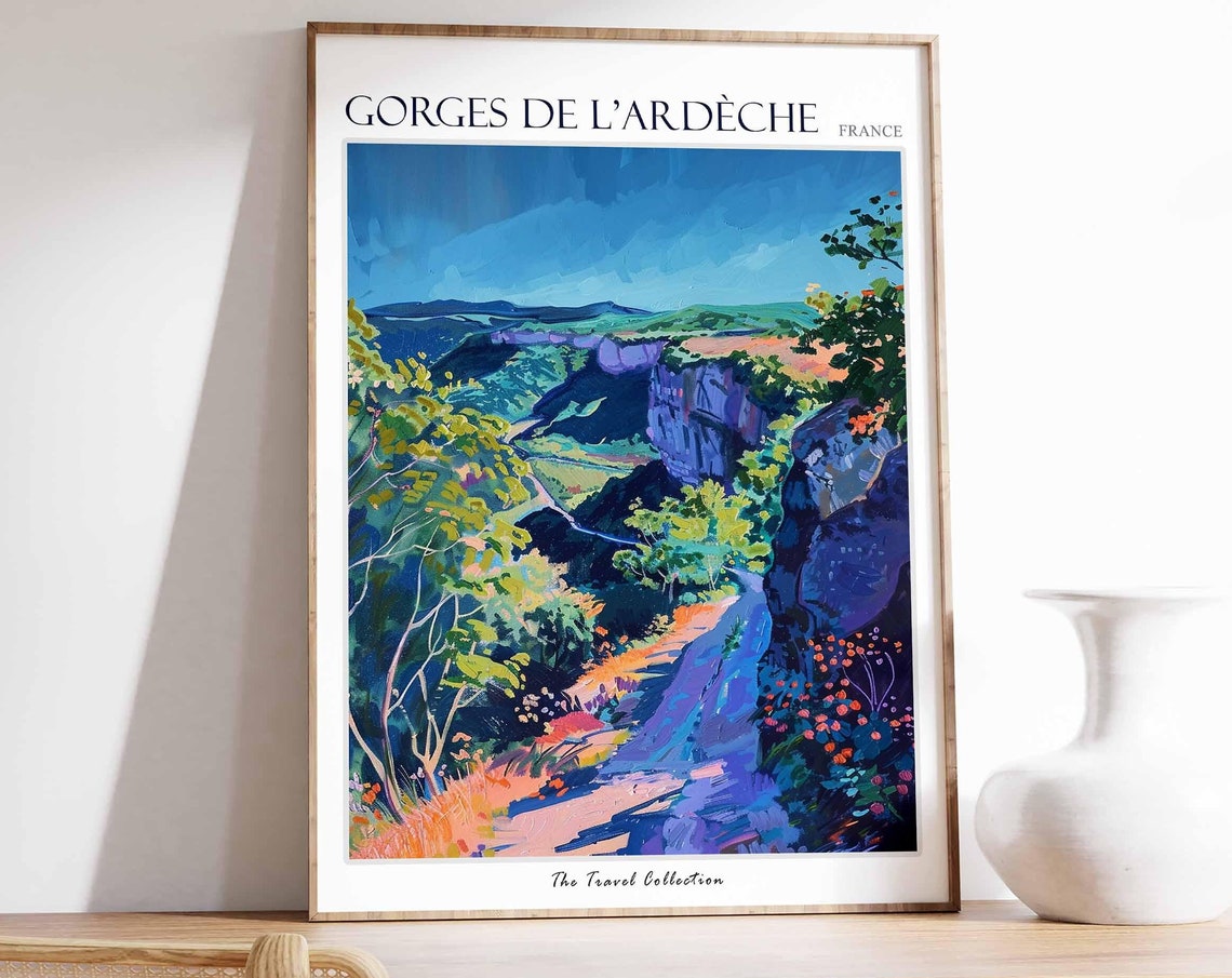 Gorges De Lardche Poster France Travel Print French Decor Europe Travel Poster European Wall Art Gorges De Lardche Travel Poster