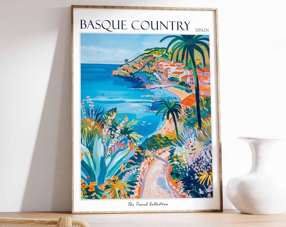 Basque Country Poster Spain Travel Print Spanish Decor Europe Travel Poster European Wall Art Sea Print Basque Country Travel Poster