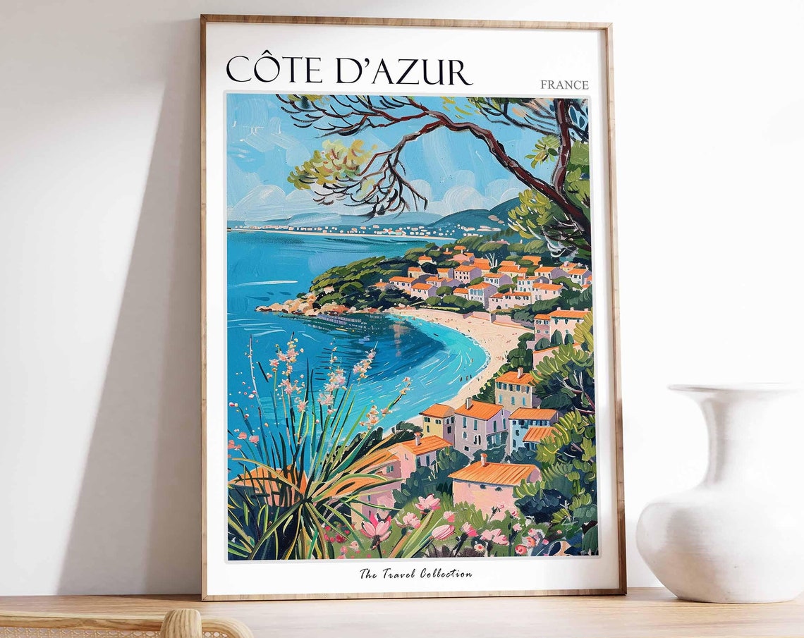 Cte Dazur Poster France Travel Print French Decor Europe Travel Poster European Wall Art Cte Dazur Gift Cte Dazur Travel Poster