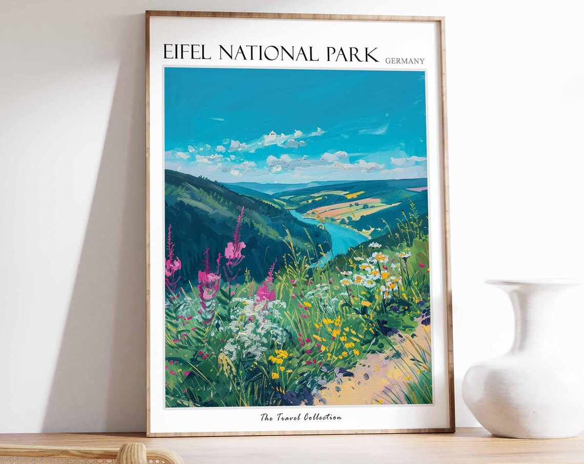 Eifel National Park Germany Wildflower Meadow Valley Lake Poster