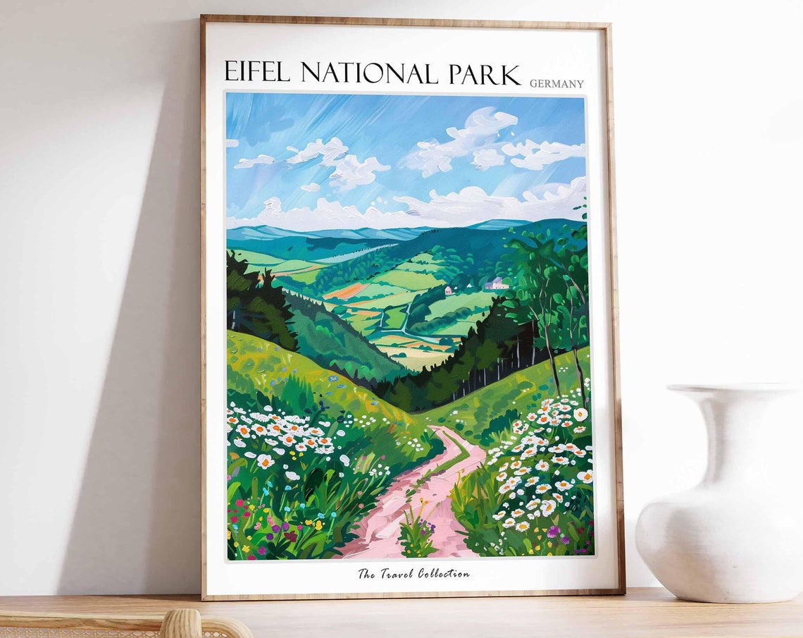 Eifel National Park Germany Daisies Green Valley Path Poster