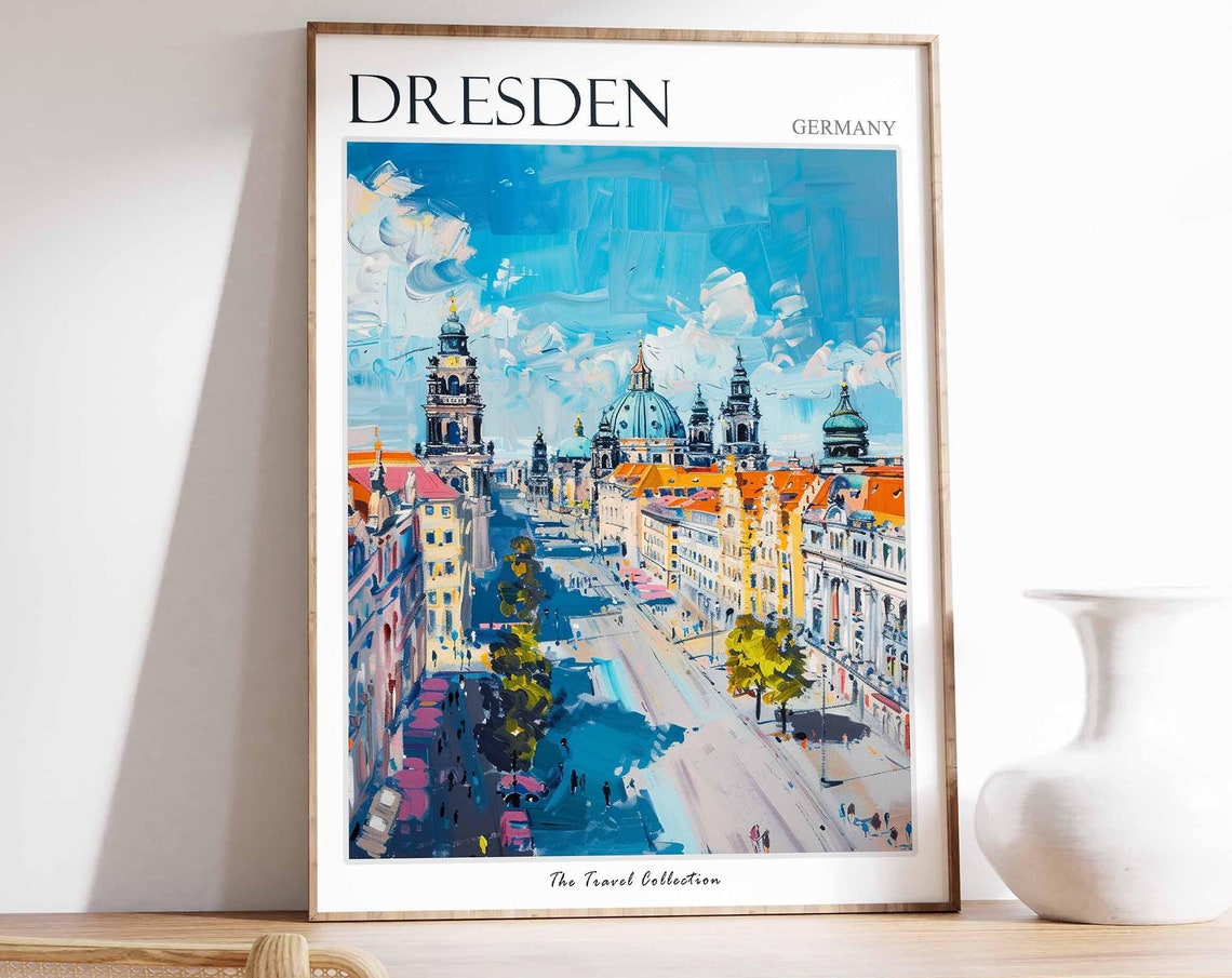 Dresden Germany Historic City Skyline Baroque Church Travel Poster