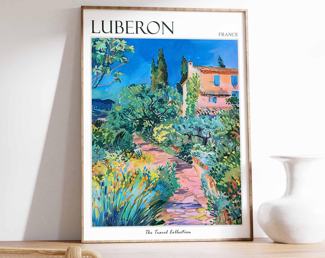 Luberon Poster France Travel Print French Decor Europe Travel Poster European Wall Art Luberon Gift Luberon Travel Poster