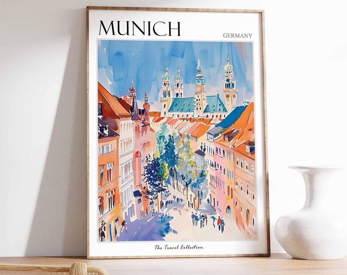 Munich Poster Germany Travel Print German Decor Europe Travel Poster European Wall Art City Print Munich Gift Munich Travel Poster