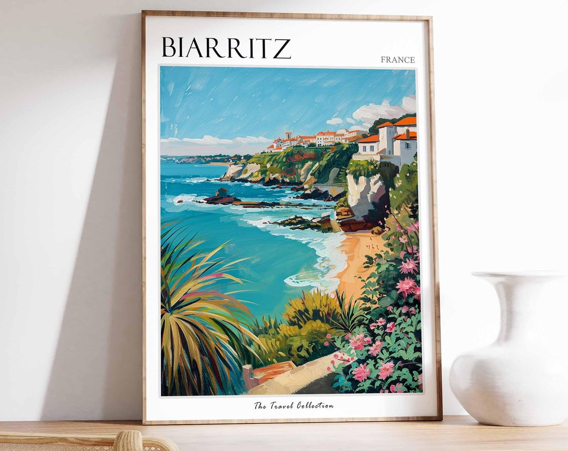 Biarritz Poster France Travel Print French Decor Europe Travel Poster European Wall Art Biarritz Gift Biarritz Travel Poster