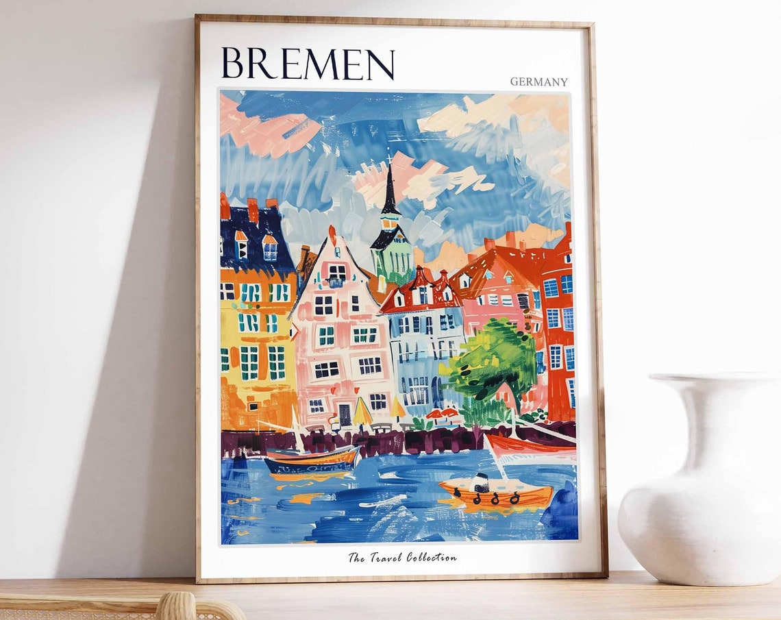 Bremen Poster Germany Travel Print German Decor Europe Travel Poster European Wall Art City Print Bremen Gift Bremen Travel Poster
